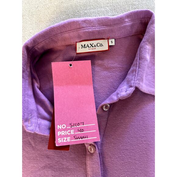 Y2K MAX&Co. Embroidered Lilac Polo Tee | Size Small - Picture 3 of 4